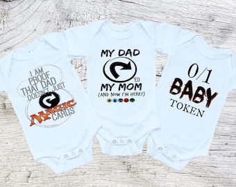 MTG Baby Grow With Me Select Sizes Set Magic the Gathering Funny Shirt Hoodie Onesie ® by Gerber® Nerd Dad Announcement Newborn Shower Gift