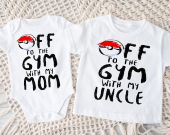Body personalizzato "In palestra con papà" per neonati e bambini, super morbido, divertente, per neonati e bambini piccoli, idea regalo per genitori, baby shower e festa del papà, nerd.