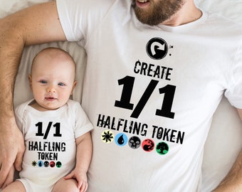 Magic the Gathering Shirt Halfling Token Dad and Baby Son Daughter Matching Shirts SUPER SOFT Baby ONESIE ® by Gerber® Bodysuit Fathers Day