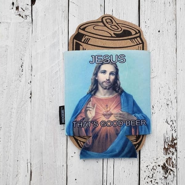 Funny Jesus Thats Good Beer kozy Christian Catholic Gift for Husband Wife Birthday Gifts for Religious Church Folk Sacred Heart God