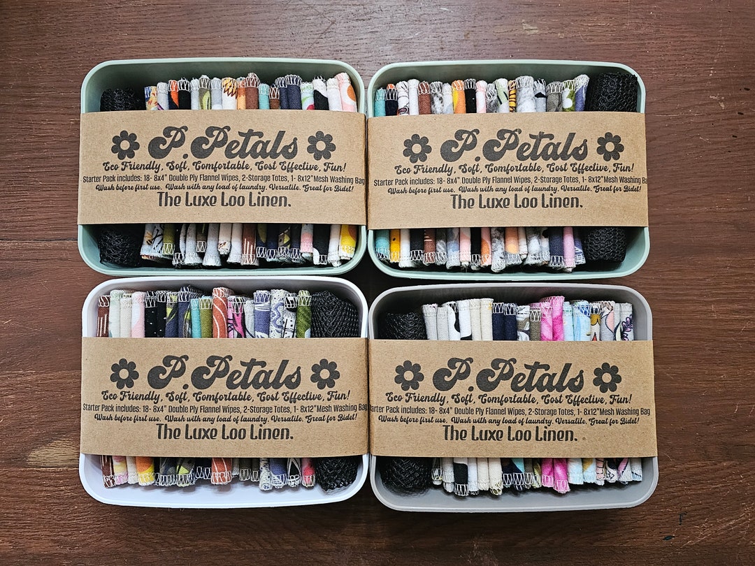 Reusable Washable Toilet Paper Bidet Wipes P.petals Double Ply Flannel