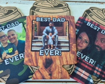 El mejor regalo para el Día del Padre: enfriador de bebidas personalizado con tu foto para papá. Enfriador de bebidas personalizado, soporte para cerveza, recuerdos de fiesta para padrastros.