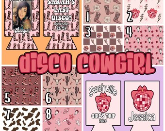 Benutzerdefinierte Farben Disco Cowgirl Cozie Dose Kühler Bachelorette Nashville Boots Hochzeit Geburtstag Party Favors Anpassbare Beer Reg & Slim Dose