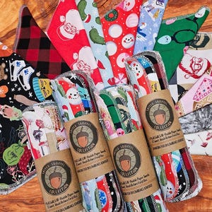 Pacote surpresa de férias de lençóis EcoChic, toalhas de papel reutilizáveis, rolo de tecido, presentes ecológicos, guardanapos de presente, Natal, Terra, cozinha, prato, chá