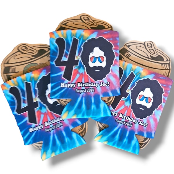 完全にカスタマイズ可能なジェリータイダイジャムバンドロックンロール缶クーラーテキスト追加60歳50歳の誕生日パーティーの記念品ゲームビールホルダーヒッピーヒッピーギフト