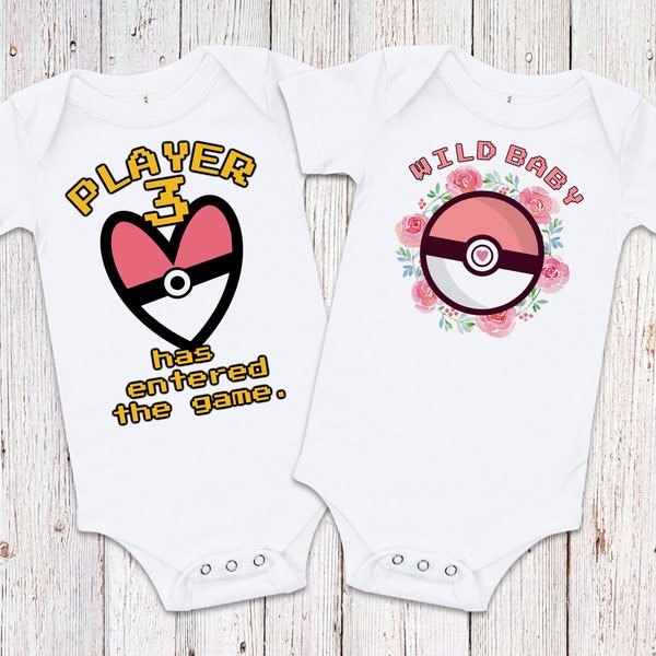 Girly Gamer Set Player 3 and Wild Baby Appeared ONESIE ® by Gerber® Bodysuit Get 2 and Save Funny Nerd Shower Gift Newborn Nerdy Kid Outfit