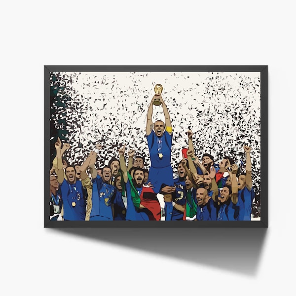 Champion du monde d'Italie 2006 Impression graphique de haute qualité sur papier de haute qualité, idée cadeau
