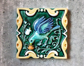 Nightingale ceramic relief tile