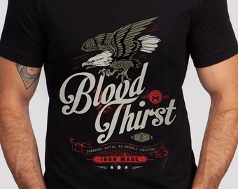Eagle T-shirt, Blodtörst T-shirt, Iron Made T-shirt, Metal Music T-shirt, Motorcykel T-shirt, Present till henne, Present till honom, Rockband T-shirt