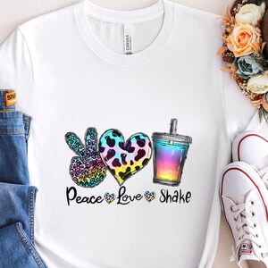 Peace Love Shake Shirt, Shake Lover T-Shirt, Drink Lover Shirt, Gift Shirt for Her, Like Heart Shake