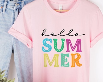 Hello Summer Shirt, Summer Vibes T-Shirt, Beach Shirt, Summer T-shirt, Cool Summer T-shirt, Vacation Shirt, Happy Summer Shirt