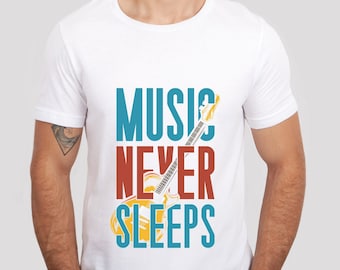 Rock and roll-t-shirt, gitarr, rockband, rockband, present till musikälskare