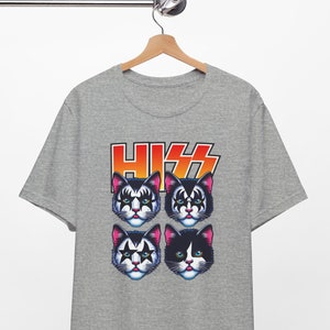 Rocker Cats Hiss T-Shirt, Rockstar Kittens Shirt, Funny Kiss Parody T-Shirt, Pop Art Style Cat Tee Shirt, Cat Lovers Fun Gift T Shirt