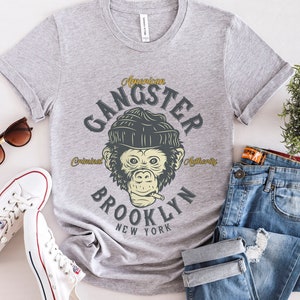 Monkey T-shirt, Street Wear T-shirt, Gangster Monkey Shirt, Funny Monkey T-shirt, Brooklyn New York Gangster Monkey Shirt