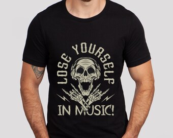 Music T-shirt, Heavy Metal Music Lovers Shirt, Skeleton Shirt, Rock and Roll Music T-Shirt, Rock Band Shirt, Gift Shirt for Music Lovers