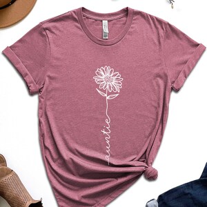 Auntie Flower Stem, T-shirt for Aunt, Auntie T-Shirt, Auntie Gift, Aunt Shirt, Gift for Aunt, Gift for Sister, Auntie Birthday Gift