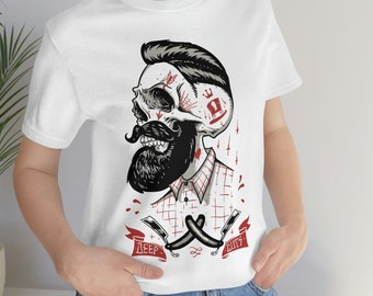 Hipster Skeleton T-shirt, Skeleton T-shirt, Horror T-Shirt, Skull Heavy Metal Lovers Gift T-shirt, Gothic T-Shirt, T-shirt for Men