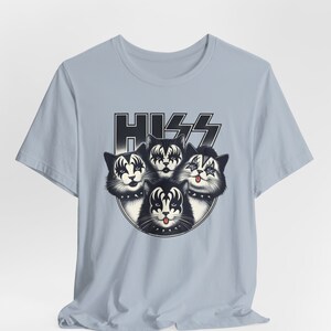 Hiss Rocker Kittens T-Shirt, Rocker Cats Shirt, Funny Kiss Parody T-Shirt, Humour Cat Tee Shirt, Cat Lovers Funny Gift T Shirt, Rockstar Cat