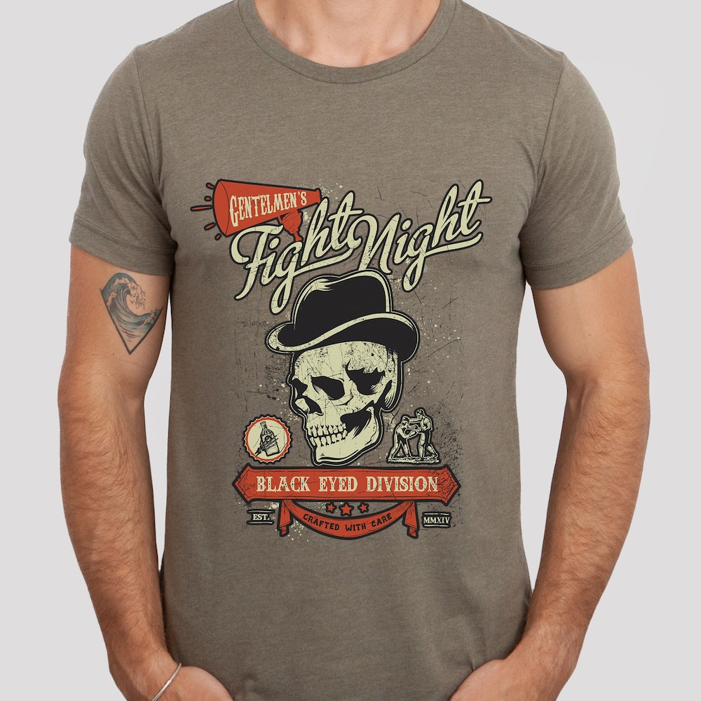 Skull With Hat T-Shirt, Skeleton Skull T-Shirt, Fight Night Shirt, Motorcycle T-Shirt, Rider Shirt, Biker Shirt, Rockers T-Shirt