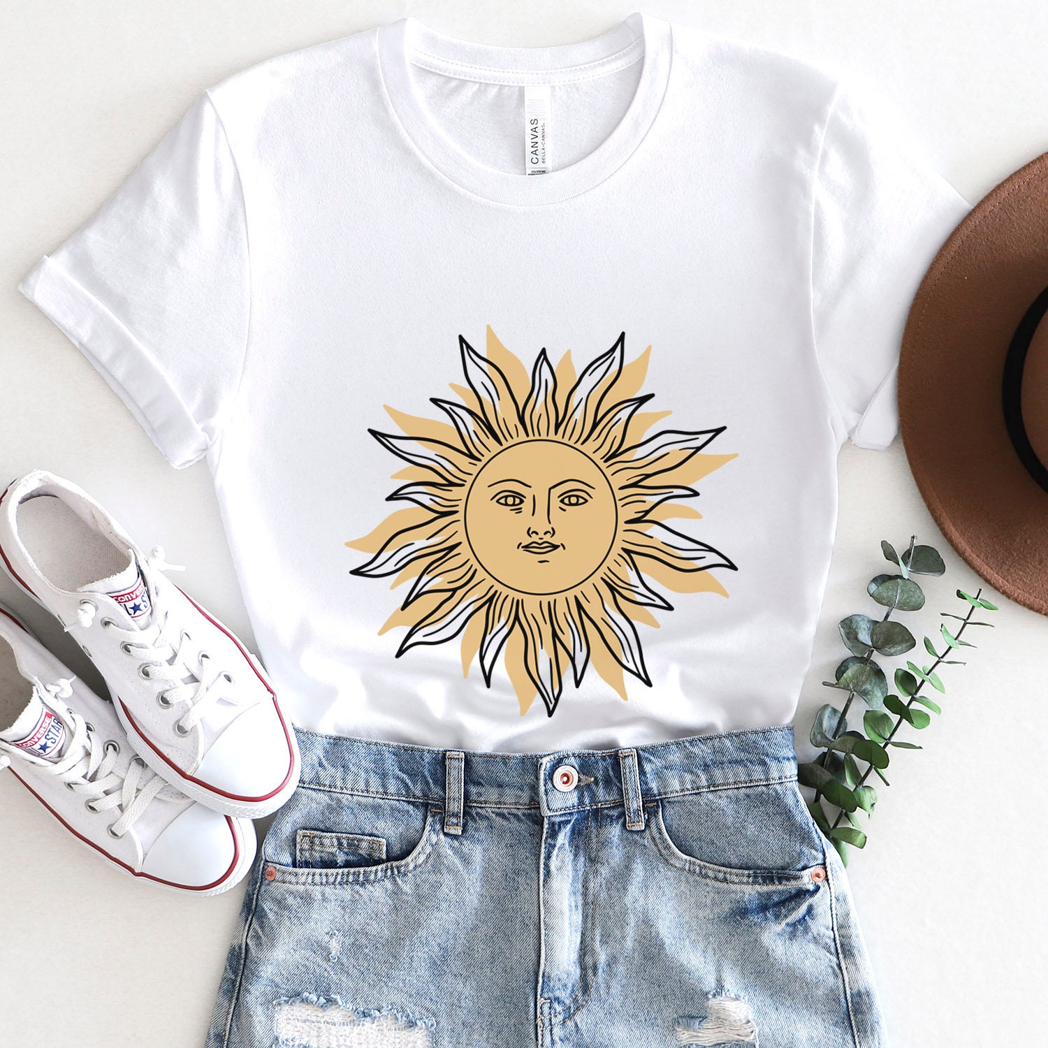 Sun Face T-shirt, Mystical Shirt, Boho T-shirt, Solar T