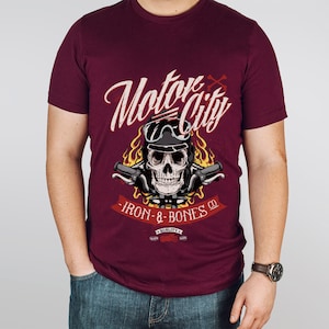 Motor CityT-shirt, Skull T-Shirt, Motorcycle T-Shirt, Bikers T-shirt, Riders T-Shirt, Skull and Fire, Motorcycle Gifts, Gift for Him