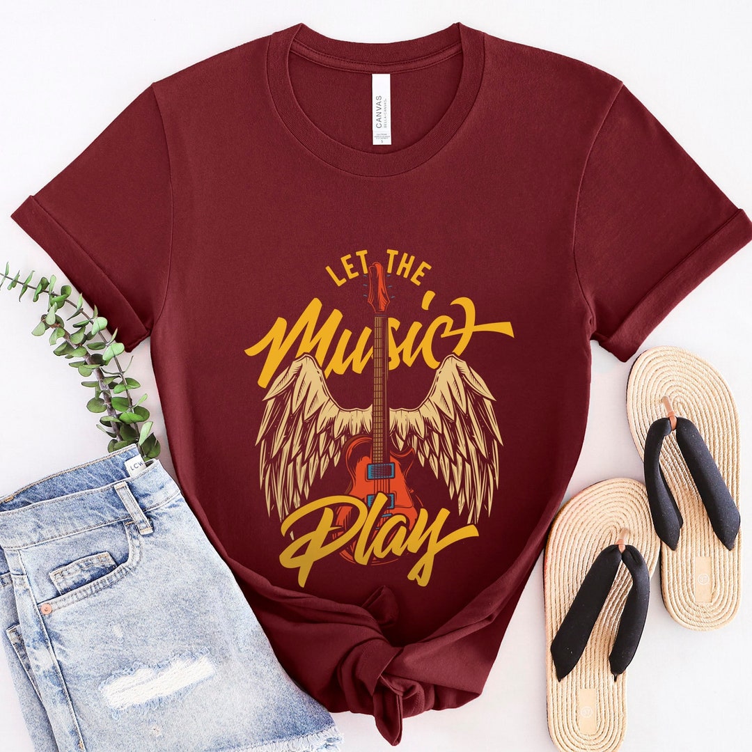 Let the Music Play Tshirt, Rock and Roll Shirt, Music Tshirt, Guitar