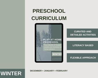 Winter Preschool Curriculum, Play at Home Preschool, Literature Based Activities, Early Learning, Winter Learning Bundle, Winter Preschool
