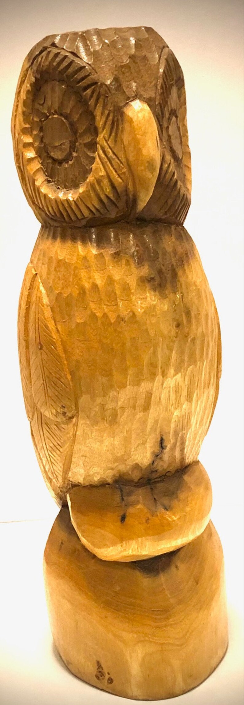 Vintage Hand Carved Wooden Owl Large Wooden Owl MCM Owl Etsy