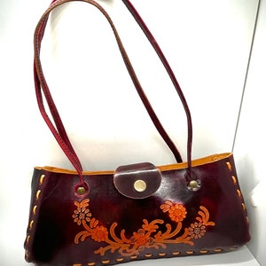 Bolso de mano de cuero marrón hecho a mano / Cartera de cuero / Monedero vintage