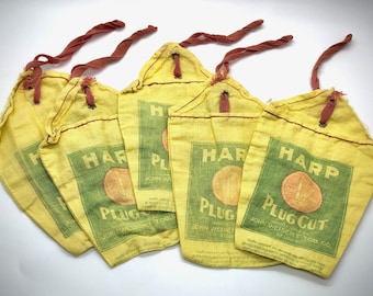 Harp Plug Cut Cloth Sack | Cloth Tobacco Bag | Washed Soft Cotton Bag | Set of 5