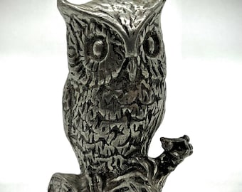 Tiny Treasure Pewter Owl | Miniature Owl | Wee Owl | Rawcliffe 1982