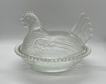 1950s Westmoreland Clear Glass Nesting Hen Covered Dish - Etsy