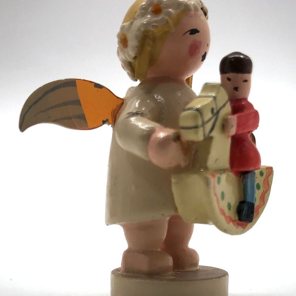 Wendt & Kuhn Angel | German Figurine | Angel Holding a Rockinghorse