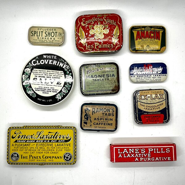Antique Advertising Tins | Choose Your Favorite! | Vintage Tins | Medicinal Tins