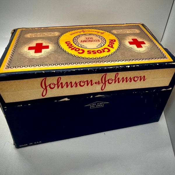 Antique Advertising | Johnson  & Johnson Cotton | Vintage Box| Medicinal Box