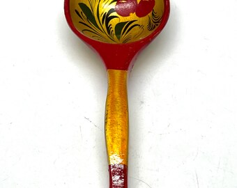 Vintage Khokhloma Folk Art Spoon | Hand Painted | Laqured