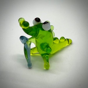 Tiny Treasure Art Glass Crocodile Alligator | Miniature Blue Crocodile Alligator | Wee Crocodile Alligator