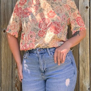 Vintage Silk Floral Blouse | Flowy Top | 100% Silk
