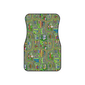 Automatten (4er Set) - Nostalgische Straßenkarte Design, Retro-Fahrzeugbodeneinlagen, Vintage-Teppichset, klassisches Automatten-Kit, Reise-Thema Auto