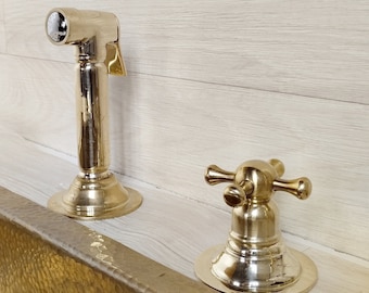 Handmade Unlacquered Brass Kitchen Sprayer: High Pressure Cold Water