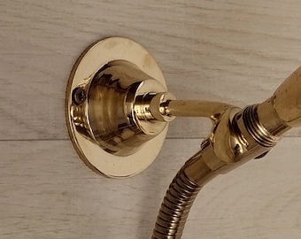 Unlacquered Brass Wall Mounted Handheld Shower Holder