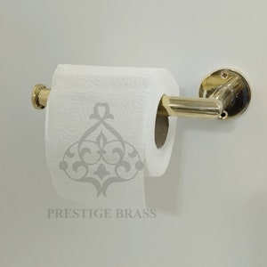 Porta carta igienica in ottone massiccio, porta rotolo per bagno di servizio artigianale