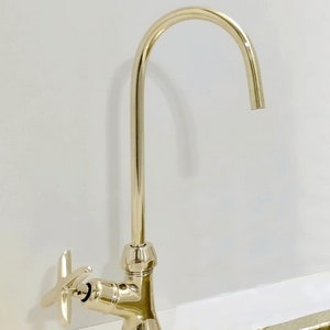 Unlacquered Brass Cold Water Faucet, Brass Bar Kitchen Faucet, Water Dispenser Faucet, Cold Water Single Hole, Traditional Cross Handles