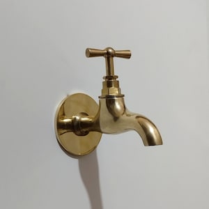 Small brass water tap vintage, Unlacquered Brass water Spigot, antique vintage faucet, bronze spigot, Morrocan Style, garden water tap