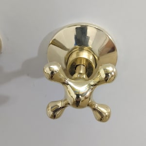Handmade Unlacquered Brass Faucet Handles: Cross Handle Set