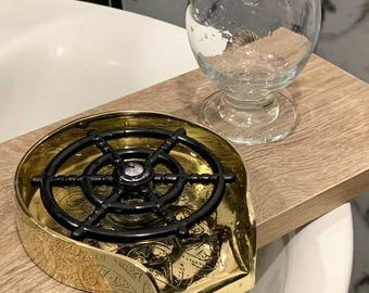 Handmade Glass Sink Rinser with High Pressure | Engraved Solid Brass Kitchen Sink Accessories.