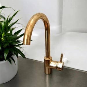 Unlacquered Moroccan Brass Faucet: Mid Century Modern Wet Bar Tap