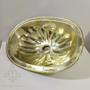 Handcrafted Oval Solid Brass Sink, Drop In Customizable Brass shell  bathroom sink (18.5”X13.5”)