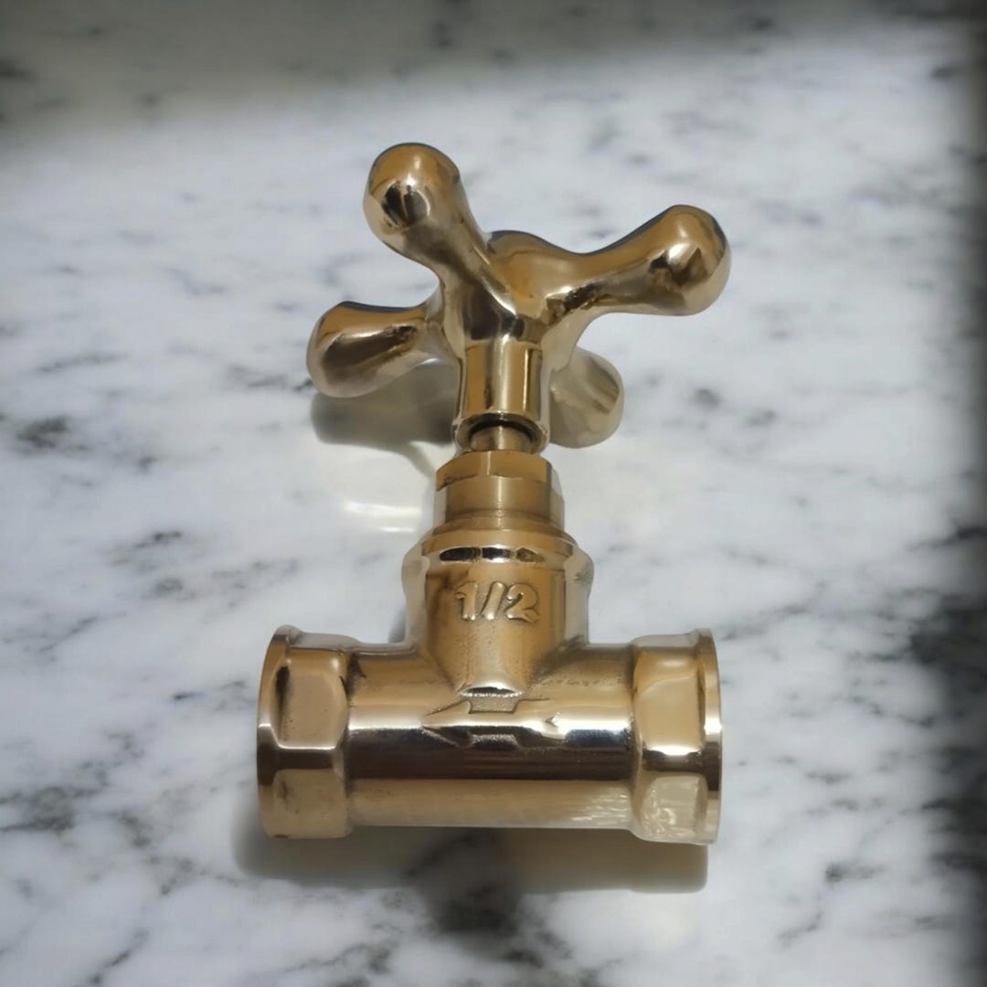 Handmade Solid Brass Faucet Handle With Valve US Plumbing Etsy handmade-solid-brass-faucet-handle-with-valve-us-plumbing-etsy