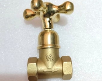 Handmade Solid Brass Faucet Handles With Valve And T Brass Valve Body, Cross Handle ,  Brass Faucet Handles,